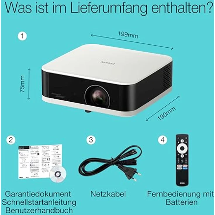 Epson Lifestudio Pop EF-61W, tragbarer Smart-Projektor mit Sound by Bose, Google TV, Full HD, 700 Lumen, diamantweiß, 5 Jahre Geräteschutz – Bild 3