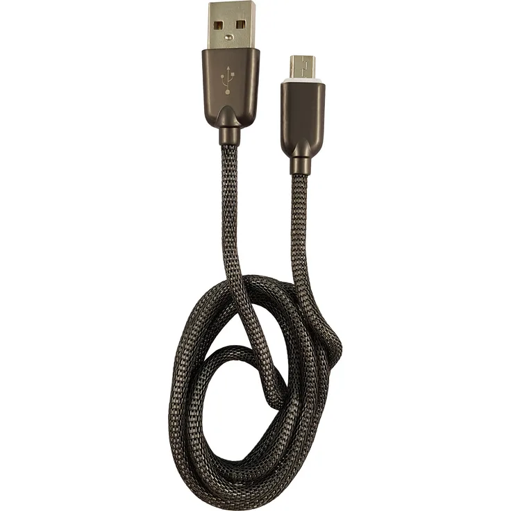 LC-Power LC-C-USB-MICRO-1M-6, USB A zu Micro-USB Kabel, Metall schwarz, 1m, USB 2.0, Schnellade- und Datenkabel, max. 2A Ladestrom