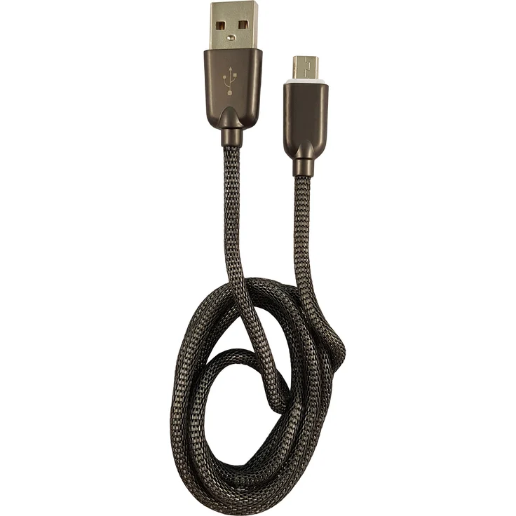 LC-Power LC-C-USB-MICRO-1M-6, USB A zu Micro-USB Kabel, Metall schwarz, 1m, USB 2.0, Schnellade- und Datenkabel, max. 2A Ladestrom