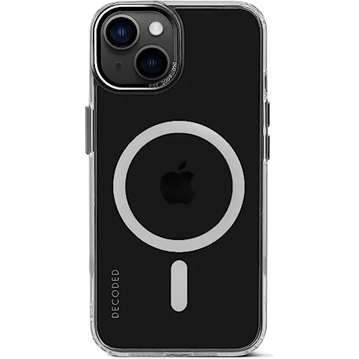 Decoded Premium Transparent Handyhülle - iPhone 14 Plus - Getestet von Apple - Extra Schutz - Stoßdämpfend - Metalltasten - Rundumschutz - Klapphülle - Metallfarben