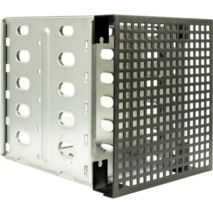 Inter-Tech Einbaurahmen 5,25" auf 5x3,5" für 19" Gehäuse, robuste Stahlkonstruktion, schwarz, platzsparend für bis zu fünf Festplatten