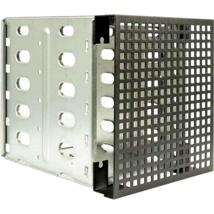 Inter-Tech Einbaurahmen 5,25" auf 5x3,5" für 19" Gehäuse, robuste Stahlkonstruktion, schwarz, platzsparend für bis zu fünf Festplatten – Bild 1