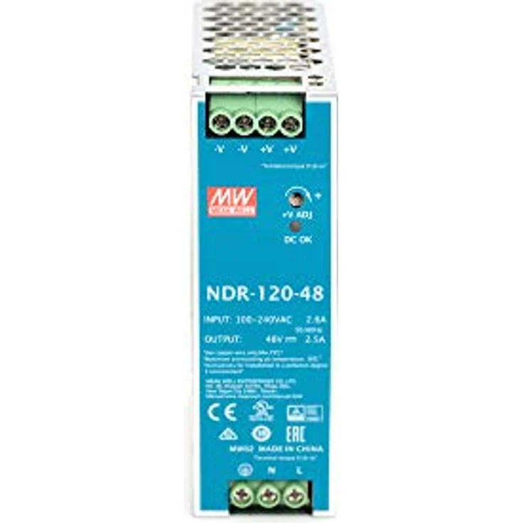 Digitus DIN-Schienen-Netzteil 48V120W, kompaktes PC Netzteil mit Überlast-, Kurzschluss- und Überspannungsschutz, Silber, Grün – Bild 2