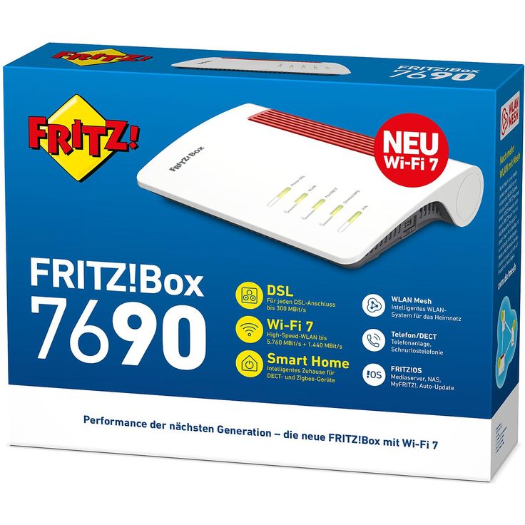 AVM FRITZ!Box 7690 (Wi-Fi 7) VDSL/ADSL Router, 2,5 Gbit/s, weiß/rot – Bild 4