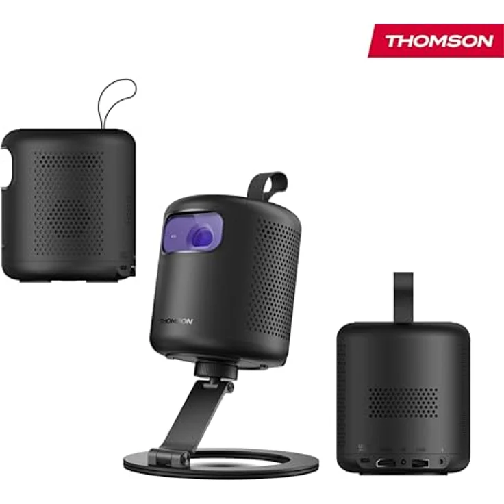 Thomson Vega PG35B, Tragbarer Projektor mit Google TV, 350 ANSI Lumen, integrierter Akku, HDR10, Dolby Audio, Autofokus, 100"-Bildschirm – Schwarz – Bild 3