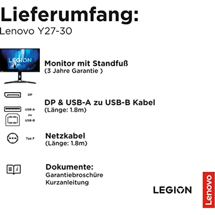 Lenovo Legion Y27-30 | 27" Full HD Gaming Monitor | 1920x1080 | 180Hz | 400 nits | 0,5ms Reaktionszeit | HDMI | DisplayPort | AMD FreeSync | schwarz – Bild 5