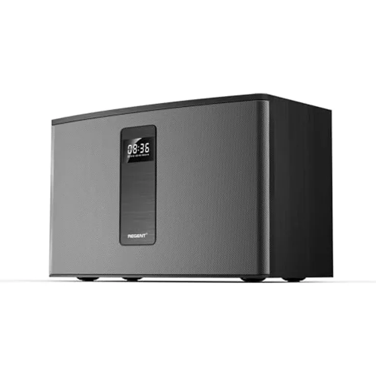 Ferguson Regent 300BT, Bluetooth Lautsprecher 60W mit FM-Radio, USB/AUX, RGB-LEDs, Ultra Bass, Holzgehäuse, kompakte Hi-Fi Party Box