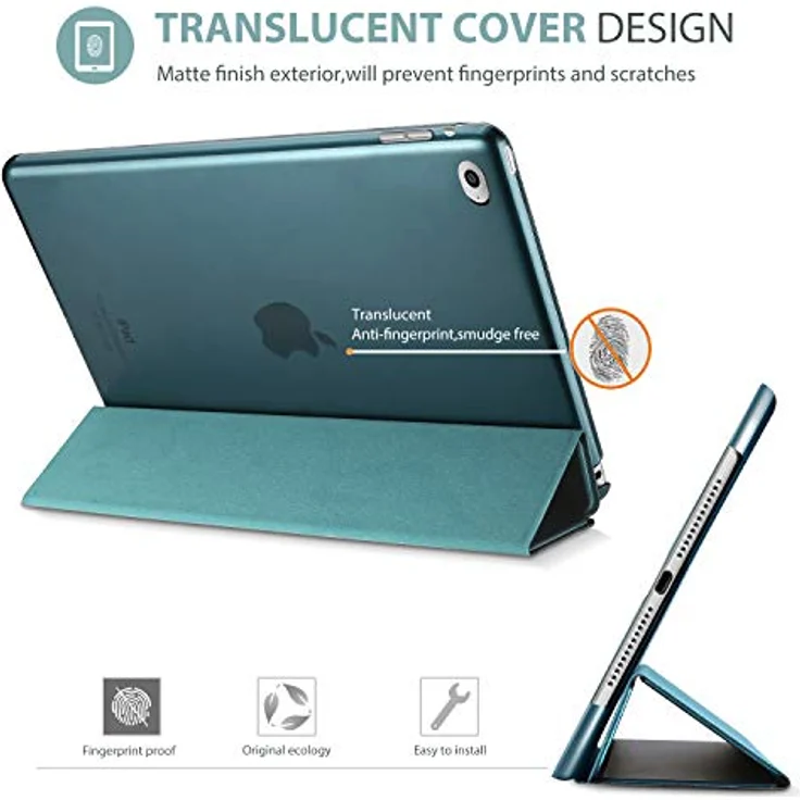 ProCase Hülle für iPad Air 2 (2014 Release), Leichte Stand Schutzhülle mit Translucent Frosted Rückhülle, Automatischem Schlaf/Aufwach, Teal – Bild 3
