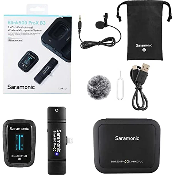 Saramonic Blink500 ProX B3, Kabelloses Mikrofon-Set mit Lightning-Anschluss, extrem niedriger Latenz und Ladehülle – Bild 1