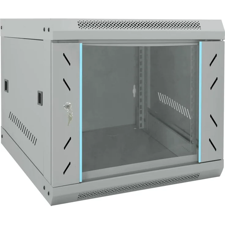 vidaXL Netzwerkschrank, Stahlnetzwerkschrank mit Speicher, Grau, 53 x 60 x 45 cm