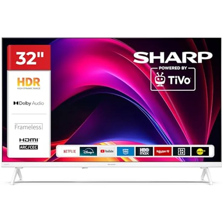 Sharp 32HE2745EW, 32 Zoll Smart TV Powered by TiVo, HDR Fernseher mit HD Auflösung und Triple-Tuner, LED TV in Weiß – Bild 1