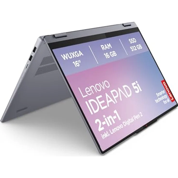 Lenovo IdeaPad 5 2-in-1, 16" WUXGA Touchscreen, Intel Core Ultra 5, 16 GB RAM, 512 GB SSD, Grau – Bild 1