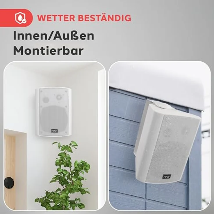 Pyle Sistema de Altavoces Estereo, Bluetooth Lautsprecher, wasserdicht, 300W, für Innen und Außen, weiß – Bild 4