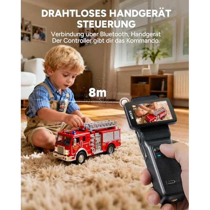 SJCAM C400 Actionkamera 4K, 7 Stunden Akkulaufzeit, 6-Achsen-Stabilisierung, dualer Touchscreen, 30m wasserdicht, Schwarz, inkl. 64GB Karte – Bild 3