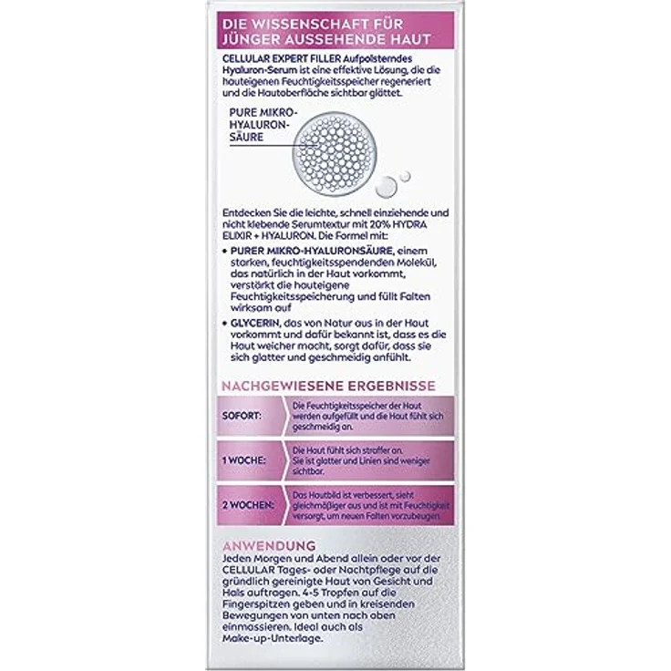 NIVEA Cellular Expert Filler Aufpolsterndes Hyaluron-Serum (30 ml), leichtes und schnell einziehendes Serum mit 20% Hydra Elixir – Bild 3