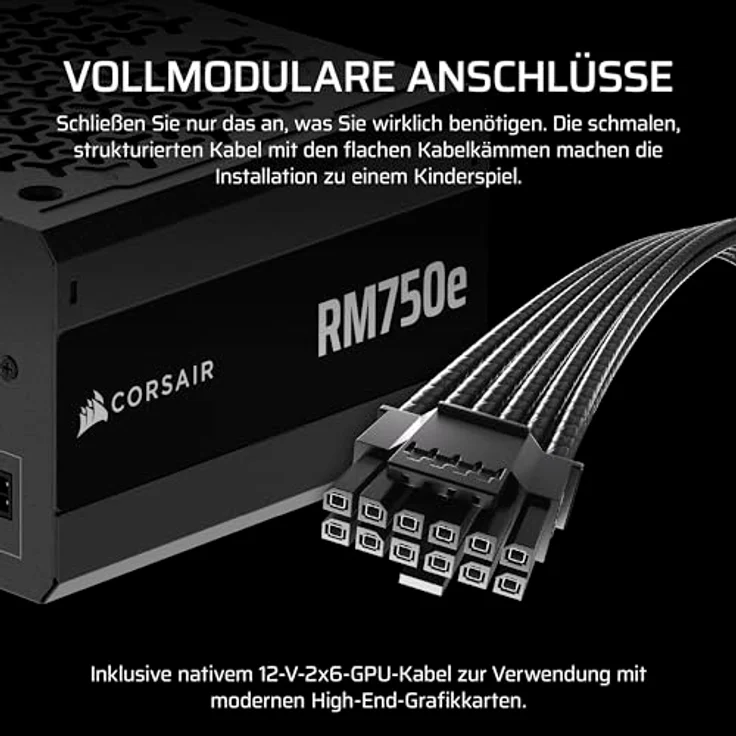 Corsair RM750e (2025) Fully Modular Low-Noise ATX Power Supply, Cybenetics Gold Efficiency, 105°C-Rated Capacitors, Modern Standby Mode - Black – Bild 4