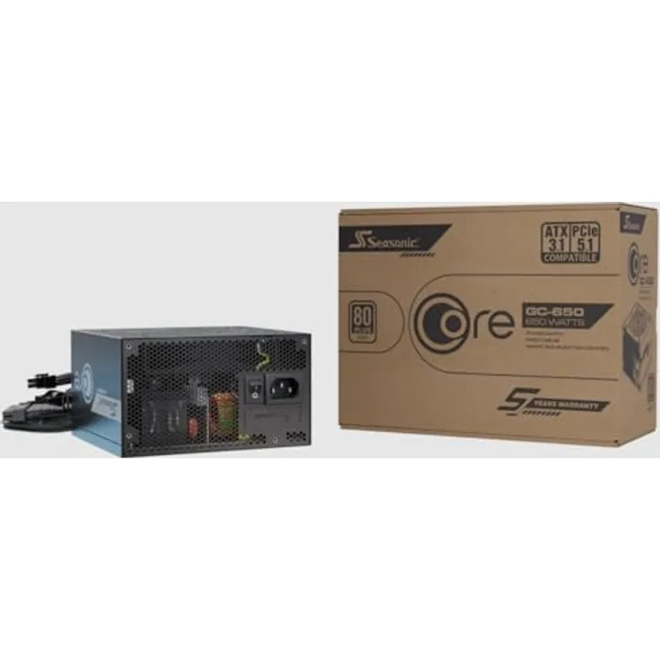 Seasonic CORE GC-650 ATX3, Netzteil 650W (80+Gold), effiziente Kühlung, fester Kabelstrang, Schwarz