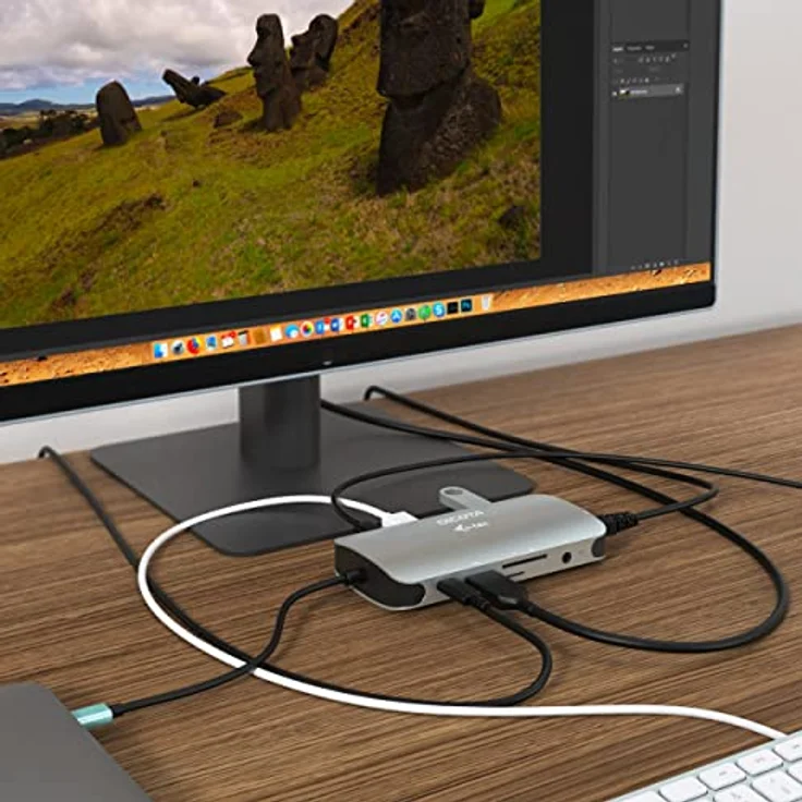 Dicota USB-C Portable 10-in-1 Docking Station, HDMI/PD 100W, Metallgehäuse mit USB-C-Kabel und LAN-Anschluss – Bild 5