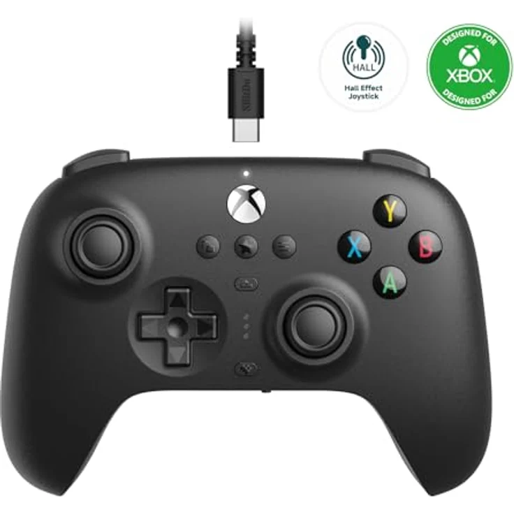 8bitdo Ultimate Wired Hall Edition, Gaming Controller für Xbox Series X und PC mit Hall-Effekt-Joysticks, Schwarz – Bild 1