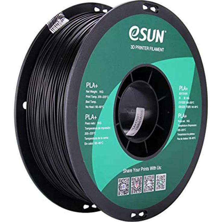eSUN PLAPlus Filament schwarz, 1 kg, PLA+175B1A, hervorragende Schichtverklebung, vakuumiert mit Trockenmittel – Bild 1