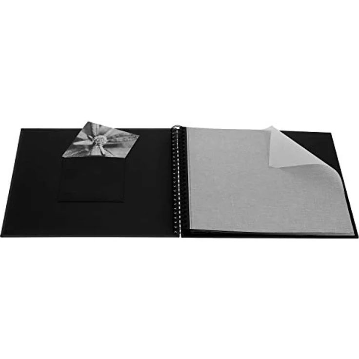 Hama Jumbo Fotoalbum, 36 x 32 cm, 50 schwarze Seiten, 25 Blatt, mit Ausschnitt für Bildeinschub, Fotobuch schwarz – Bild 5