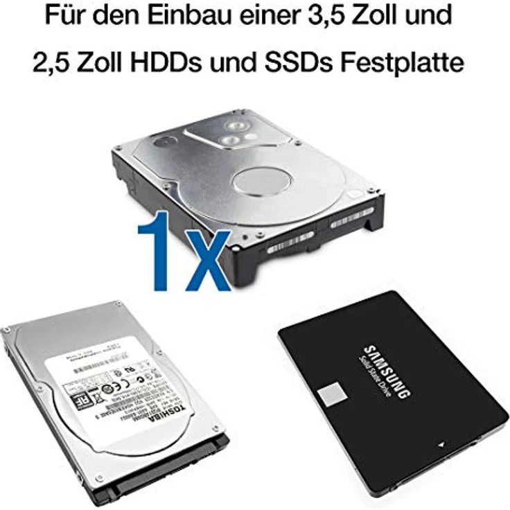 FANTEC DB-ALU31 Externes Festplattengehäuse (für den Einbau einer 3,5 Zoll und 2,5 Zoll SATA I-II-III HDDs und SSDs Festplatte. Mit USB 3.1 Typ-C SUPERSPEED+ 10G Anschluss, schwarz – Bild 6