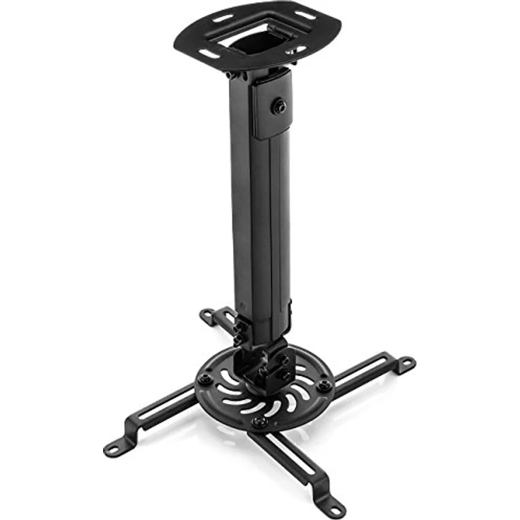 deleyCON Universal Beamerhalterung, Deckenhalterung schwarz, neigbar ±15°, drehbar 360°, höhenverstellbar 380-580mm, bis 13,5kg belastbar, mit Kabelführung – Bild 1