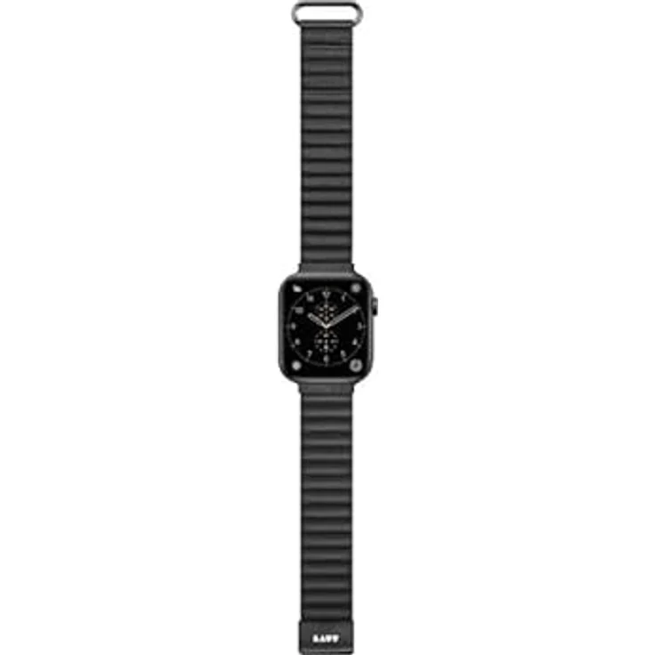 LAUT Novi Luxe, Armband für Apple Watch 42/44/45/49mm, Kunstleder, schwarz – Bild 2