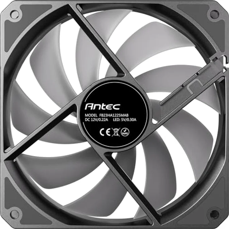 Antec P12R PWM ARGB REVERSE Gehäuselüfter, schwarz mit Hydrauliklager und Silikon-Stoßdämpfern – Bild 2