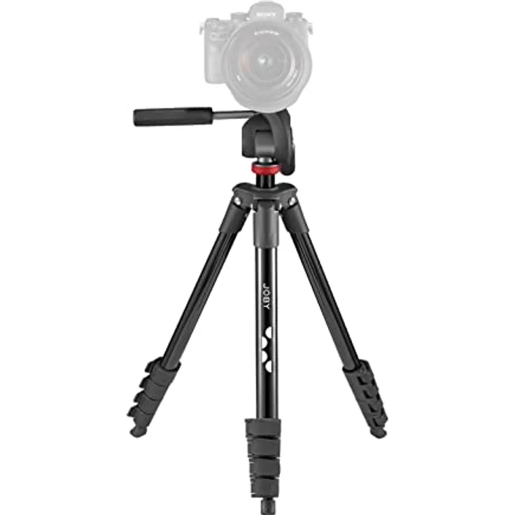 JOBY Compact Advanced, Kamerastativ mit 3-Weg-Kopf, universellem ¼-20" Schnellspanner und Tragetasche, für CSC, DSLR, spiegellose Kamera, Smartphone, Farbe: Schwarz – Bild 1