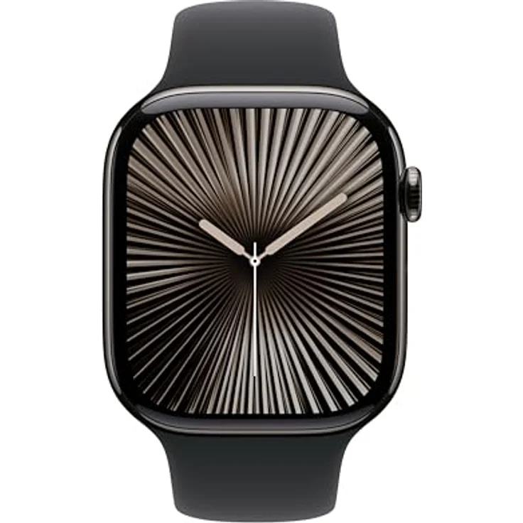 Apple Watch Series 10, 46 mm, GPS + Cellular, Titangehäuse Schiefer, Sportarmband Schwarz, S/M – Bild 2
