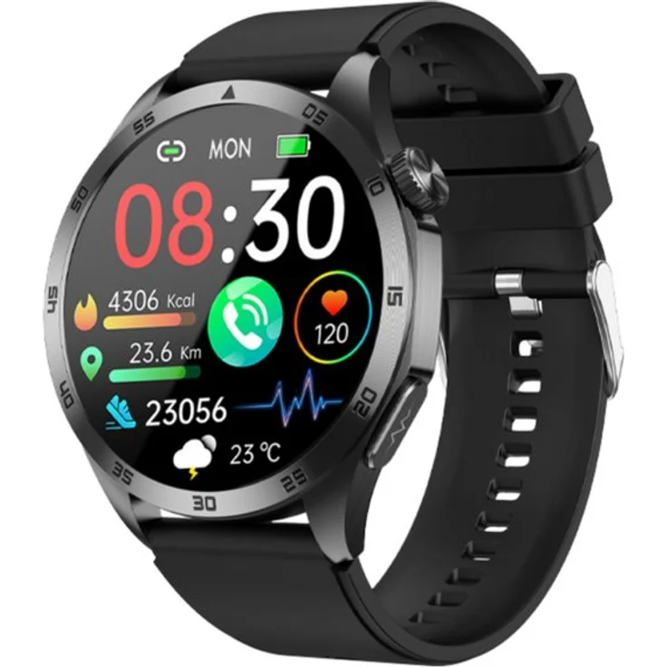 Knauermann Pro 3 Fan Edition (2025) Smartwatch, mit Wechselband aus weichem Silikon und Ladekabel, Gesundheitsfunktionen