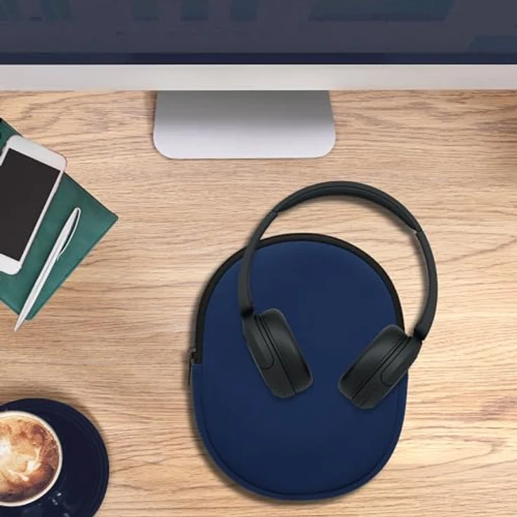 kwmobile Neopren Tasche für Sony WH-CH520 / WH-CH510 / MDR-ZX110 - Dunkelblau, Robustes Case für Headset mit integriertem Reißverschluss – Bild 3