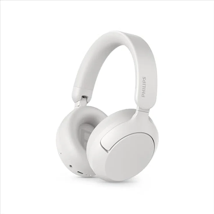 Philips TAH6000WT/00 Over-Ear-Kopfhörer mit Active Noise Cancelling, Adaptive Noise-Cancelling, Hi-Res Audio, Multi-Point-Verbindung und Sprachsteuerung, Weiß – Bild 1