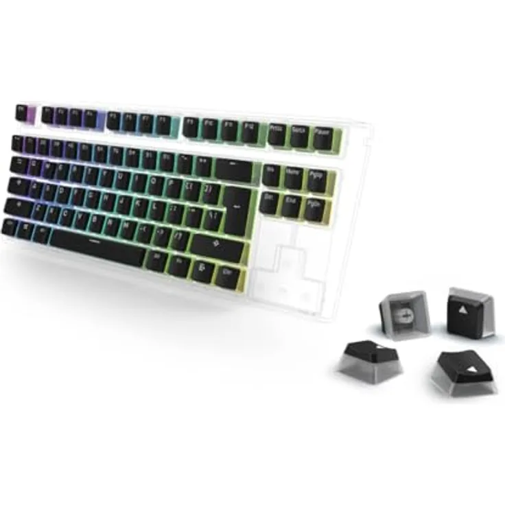Urage PBT Pudding Keycap Tastatur, QWERTY US/UK, Schwarz und Durchscheinend