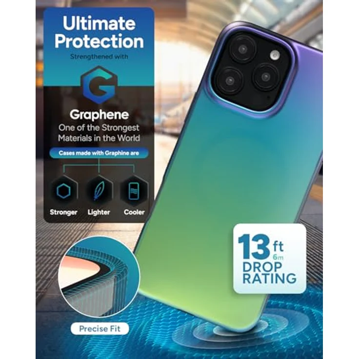 ZAGG Milan Snap Graphen-verstärkte Hülle für iPhone 16 Pro Max [6.9-Inch], MagSafe-kompatibel, stoßfest, Rabenfeder schwarz – Bild 5