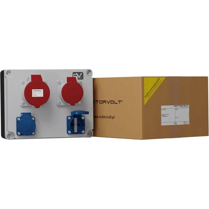 Doktorvolt Stromverteiler FRED 32A 16A 2x230V Baustromverteiler Wandverteiler Steckdosenverteiler 4-fach, ausgestattet mit Mennekes-Steckdosen