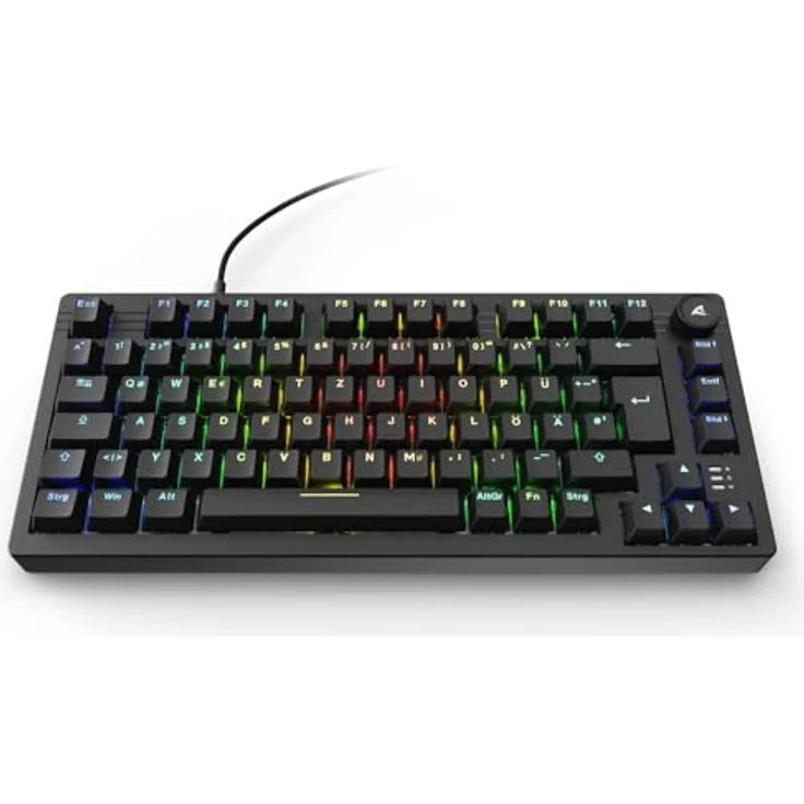 Sharkoon SKILLER SGK25, Gaming-Tastatur mit RGB-Beleuchtung, anpassbaren Schaltern und praktischem Drehregler – Bild 6