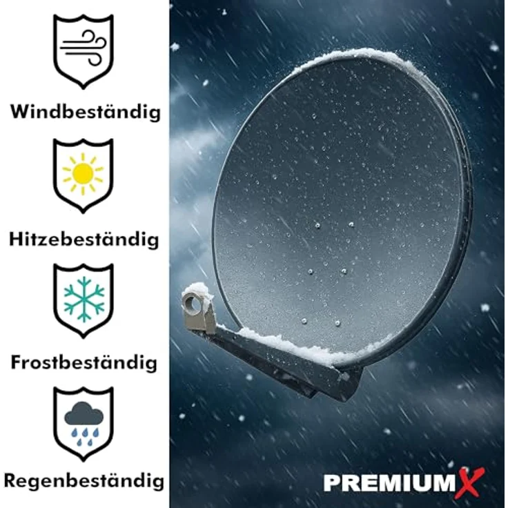 PremiumX DELUXE100 Satellitenantenne, 100 cm Aluminium Anthrazit, hohe Empfangsqualität mit 40,3 dB Gewinn und Multifeed geeignet – Bild 5
