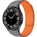 Wigento Smartwatch-Armband Für Samsung Galaxy Watch FE 6 5 4 Magnetisches Silikon Ersatz Arm Band, Grau/Orange - Preisvergleich