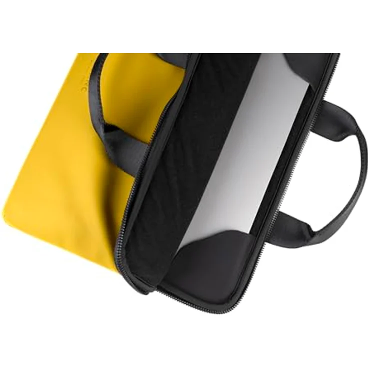 Tucano Gommo Notebooktasche für 14/15" Laptops, wasserdicht, gelb, mit abnehmbarem Schultergurt – Bild 3