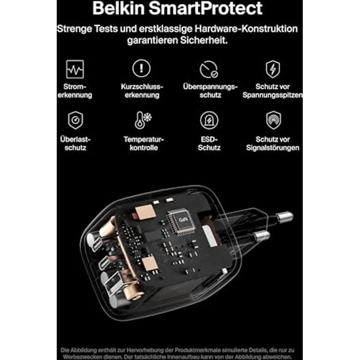 Belkin Boostcharge 70 W USB-C Ladegerät, 2x USB-C und 1x USB-A, effizientes Schnellladen, weiss – Bild 5