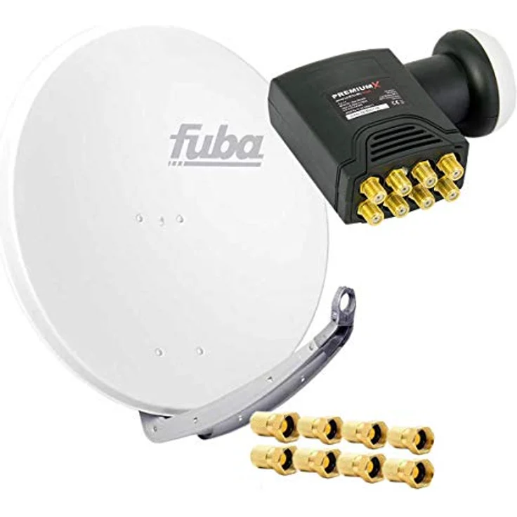 Fuba DAA 850 W, Satellitenantenne aus Aluminium in Weiß, HDTV 4K DELUXE mit Octo LNB für 8 Teilnehmer – Bild 1
