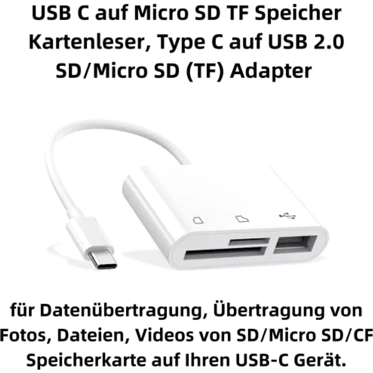 D16 Aukson USB C auf Micro SD TF Speicher Kartenleser, Kompatibel Mit iPad Pro, MacBook Pro/Air, Aukson 3-in-1 USB Kamera Kartenleser Adapter für Dell XPS, Samsung Galaxy S10/S9 und Mehr USB C Geräte – Bild 2