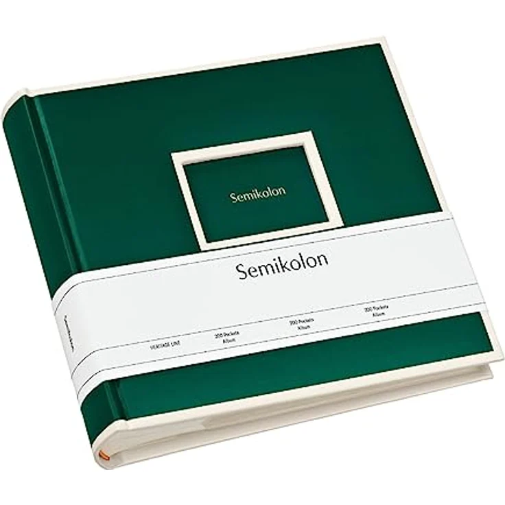 Semikolon 364068 200 Pockets Album – 23 x 22,3 cm – 100 Seiten cremefarben, für 200x 10x15 Fotos – forest grün – Bild 1