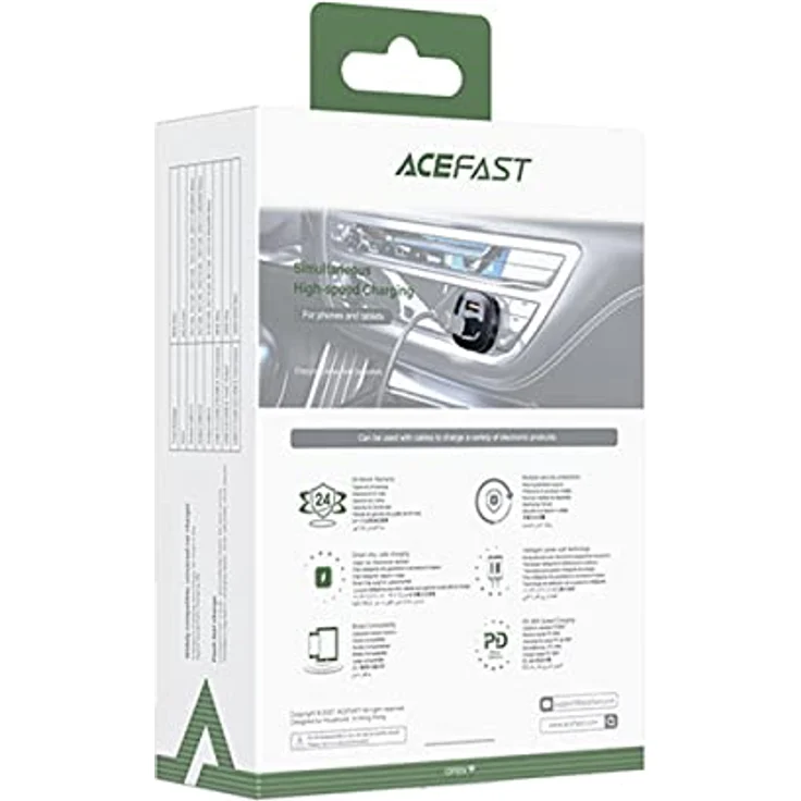 ACEFAST Kfz-Ladegerät B3, 66W, 2X USB-C + USB (schwarz) – Bild 2