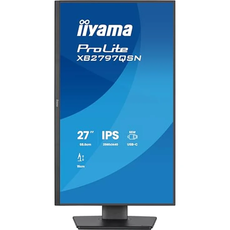 iiyama Prolite XB2797QSN-B1 27" WQHD IPS LED-Monitor mit USB-C Dock 65W, HDMI, DP-in/Out, RJ45, Höhenverstellung, Pivot und AdaptiveSync, schwarz – Bild 4