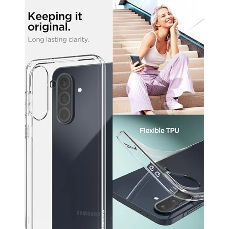Spigen Liquid Crystal Hülle Kompatibel mit Samsung Galaxy A36 5G -Crystal Clear, Transparentes TPU Material, Schutzrand für Display und Kamera, Air Cushion Technologie. – Bild 3