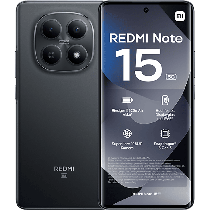 XIAOMI REDMI Note 15 5G, Smartphone mit 128 GB Speicher, Dual SIM, schwarz