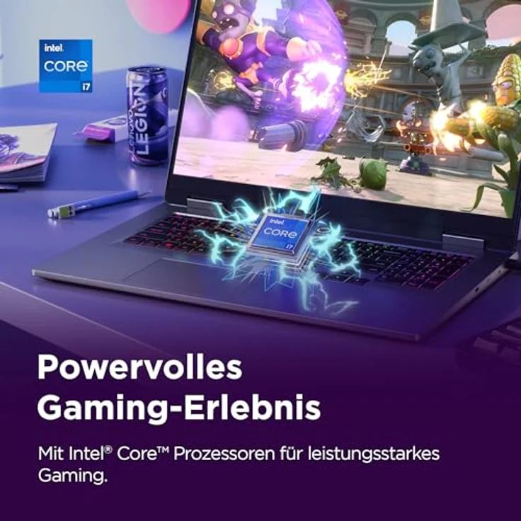 Lenovo LOQ 17IRX10 Gaming AI Laptop, 17.3" FHD 165Hz Display, NVIDIA GeForce RTX 5070, Intel Core i7-14700HX, 16GB RAM, 512GB SSD, Windows 11, QWERTZ, 24-Zonen-RGB-Tastatur, Grau, 3 Monate GamePass – Bild 2